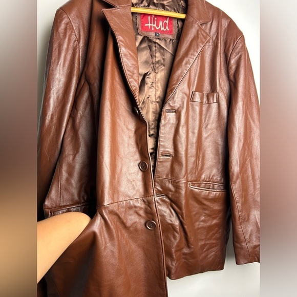 Hind Leather 100% Genuine Leather Brown Vtg 90s y2K Sz L retro boho motorcycle - Picture 6 of 14